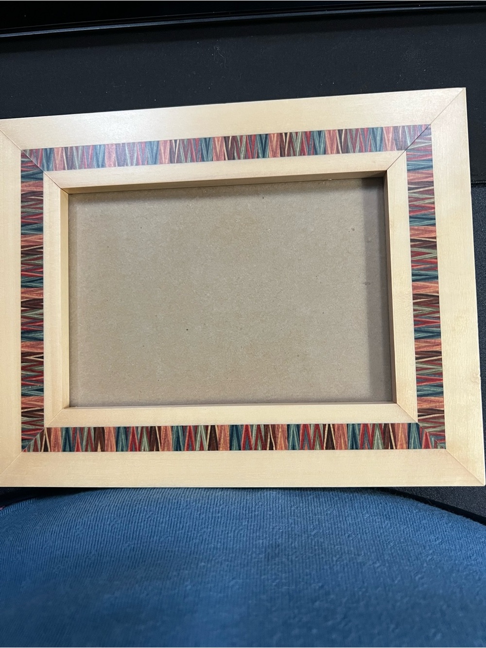 Vintage Decorative Wood Picture Frame with Multicolor Inlay